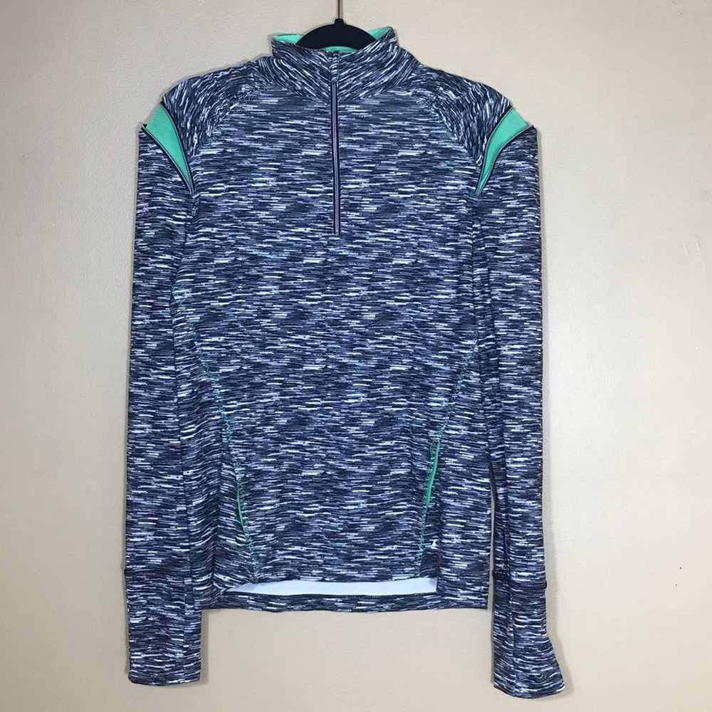 Skechers‎ Track Jacket Womens Large Gray Green Quarter Zip Mock Neck Sport